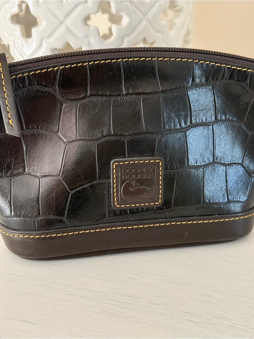 Dooney & Bourke Croc Embossed Leather Pouch Bag - Picture 5 of 11